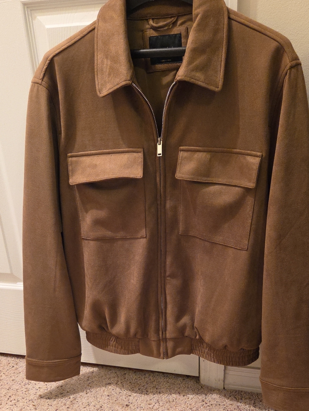 Porter & Ash Men's Tan Zip-Front Shirt Jacket with Chest Flap& side Pockets M